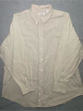 Turnbury 100% Cotton Beige Long Sleeve Button Down Shirt Size XL 35 Mini Squares